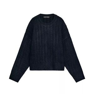 Zara Navy Cable Knit Sweater in navy blue - medium